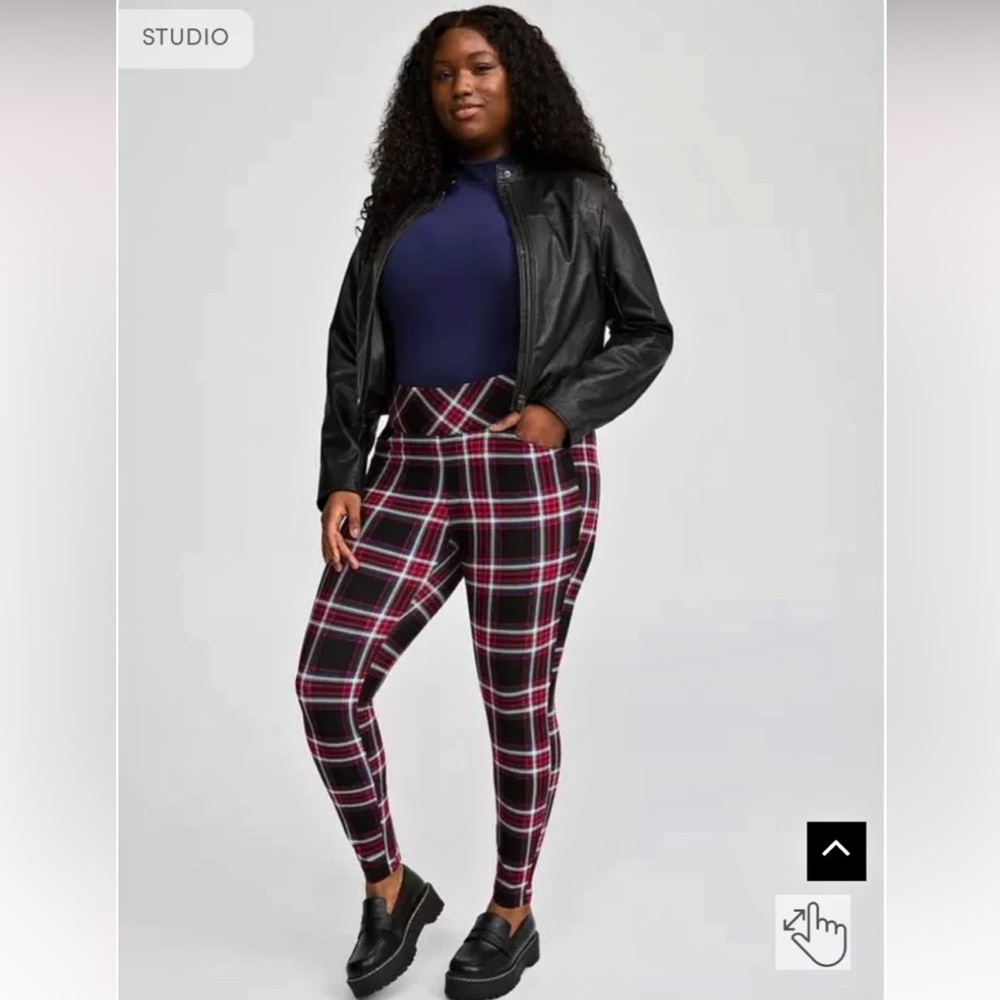 Torrid Plaid Ponte Skinny Pants Red Black 2X 18